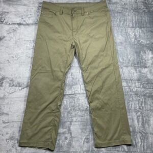 Prana Brion Pants Mens 38x30 Slim Fit Brown Nylon Stretch Hiking Travel Outdoor